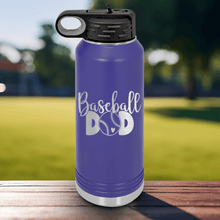 Load image into Gallery viewer, Purple Baseball Water Bottle With Ultimate Baseball Father Design
