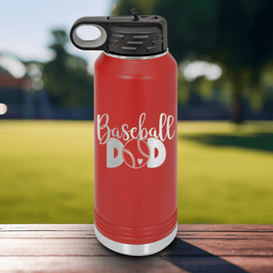 Red Baseball Water Bottle With Ultimate Baseball Father Design