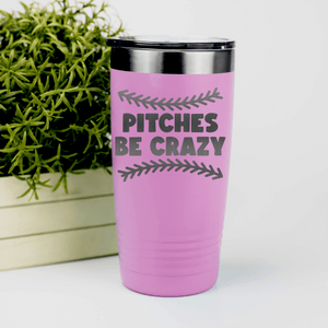 Pink baseball tumbler Unpredictable Pitches