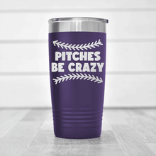 Load image into Gallery viewer, Purple baseball tumbler Unpredictable Pitches
