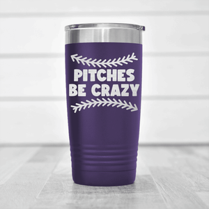 Purple baseball tumbler Unpredictable Pitches