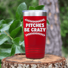 Load image into Gallery viewer, Red baseball tumbler Unpredictable Pitches
