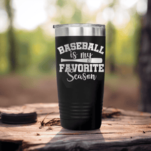 Load image into Gallery viewer, Black baseball tumbler When Bats Swing Hearts Sing
