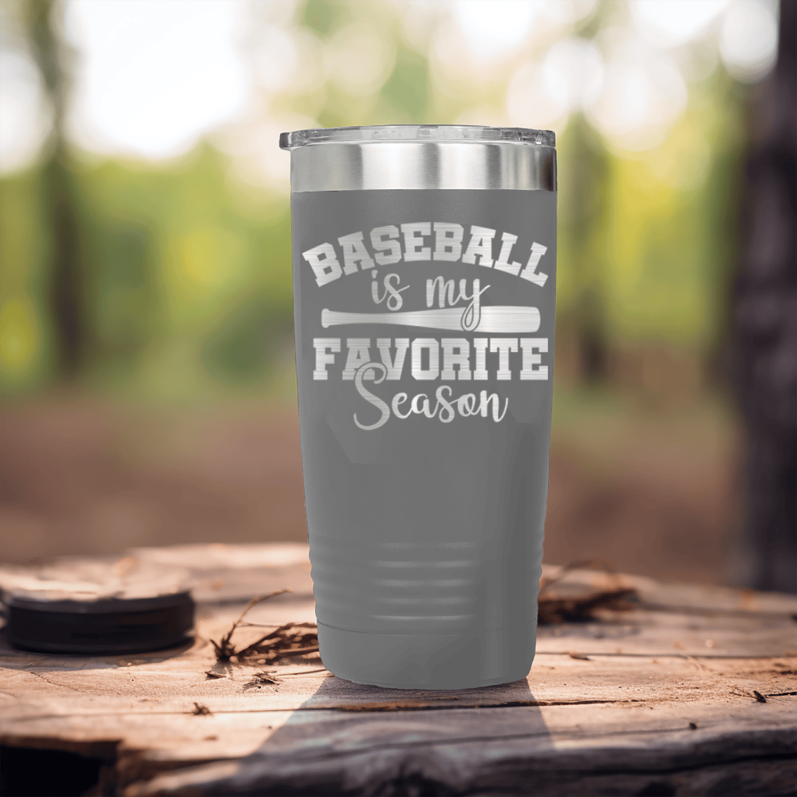 Grey baseball tumbler When Bats Swing Hearts Sing