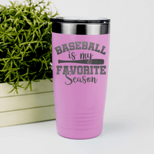 Load image into Gallery viewer, Pink baseball tumbler When Bats Swing Hearts Sing
