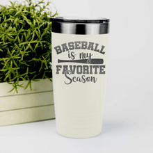 Load image into Gallery viewer, White baseball tumbler When Bats Swing Hearts Sing
