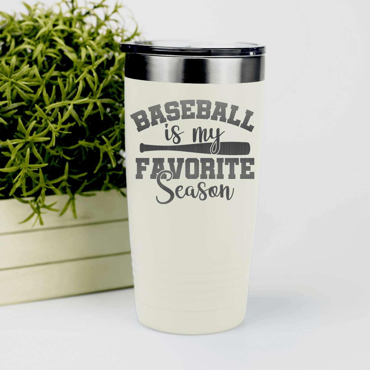 White baseball tumbler When Bats Swing Hearts Sing