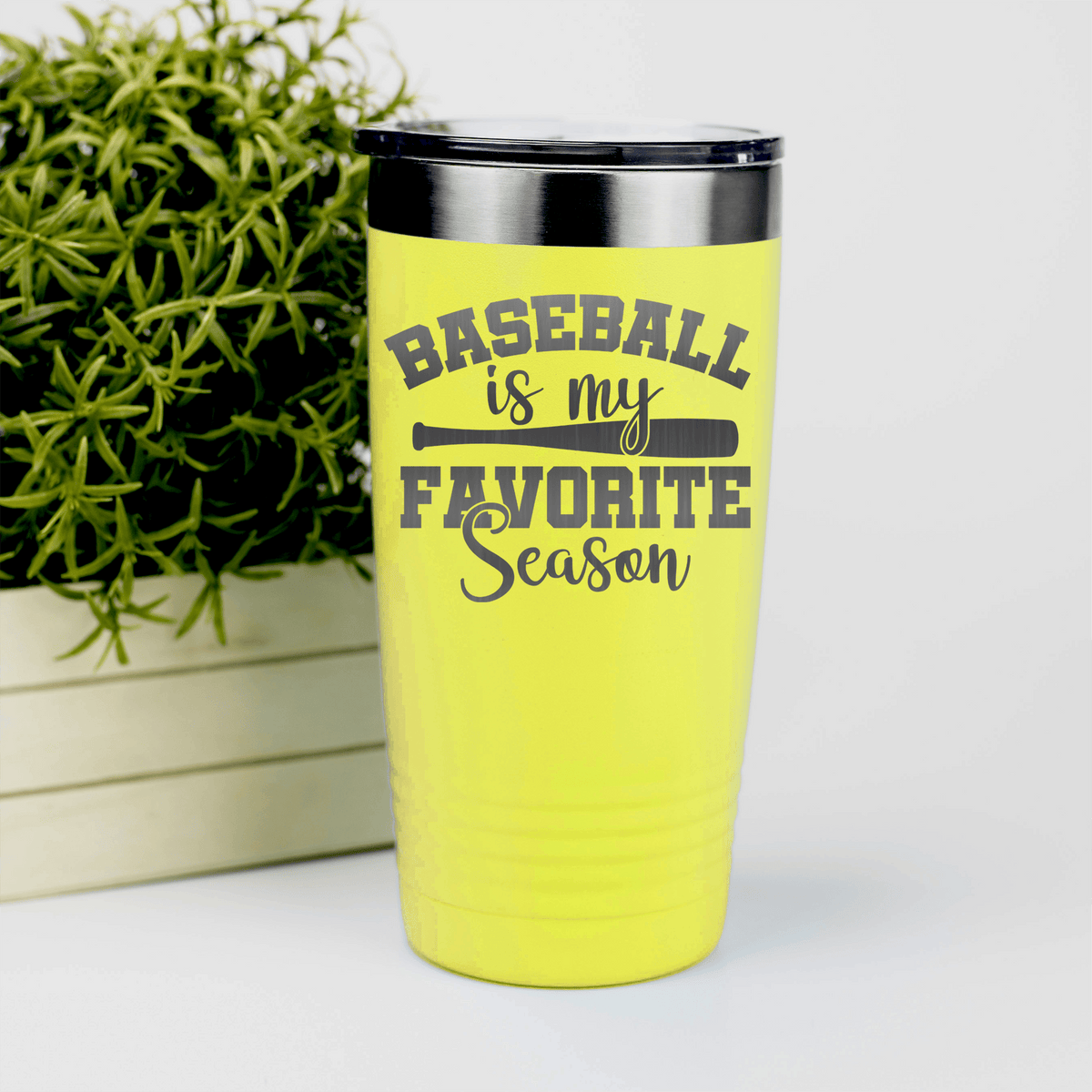 Yellow baseball tumbler When Bats Swing Hearts Sing
