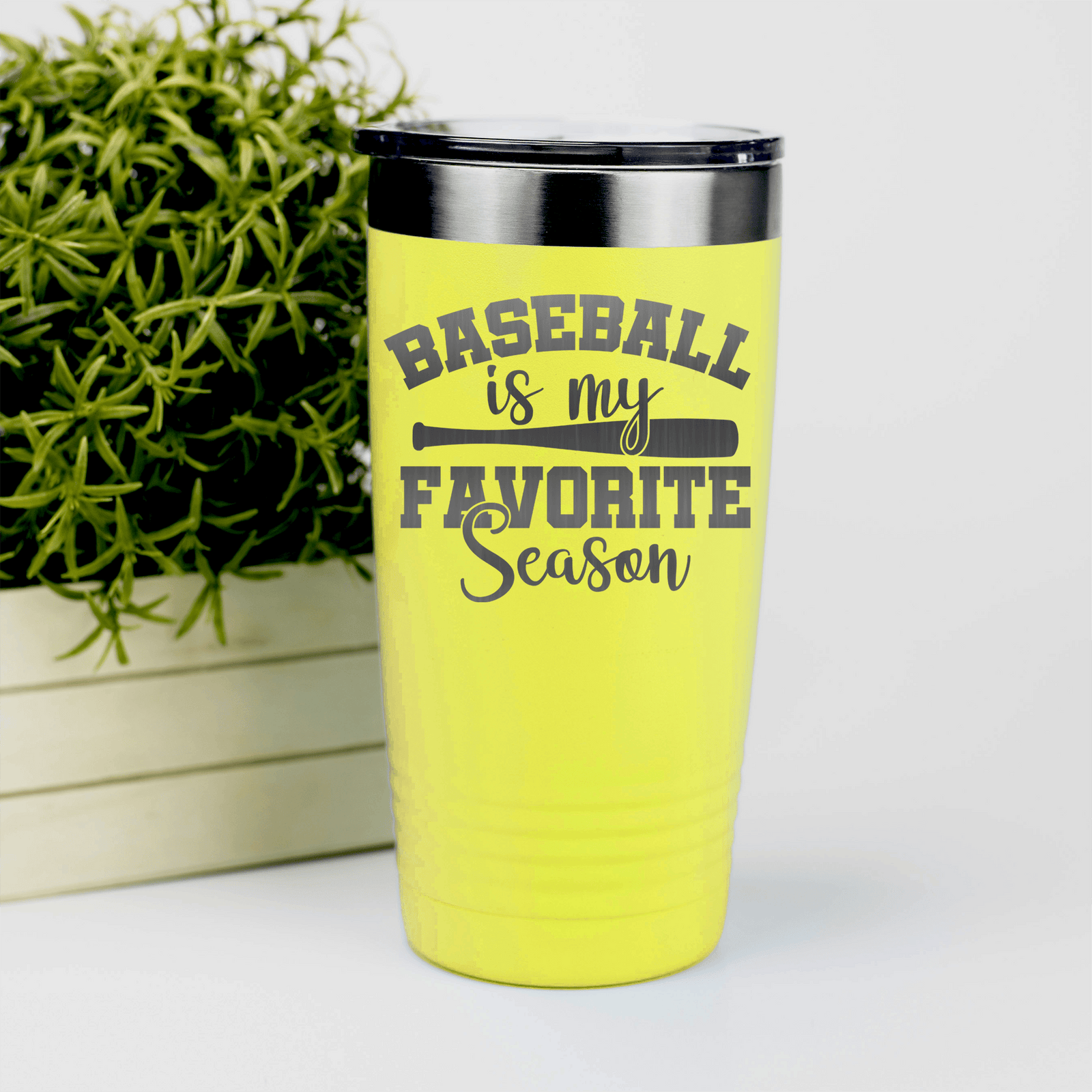 Yellow baseball tumbler When Bats Swing Hearts Sing