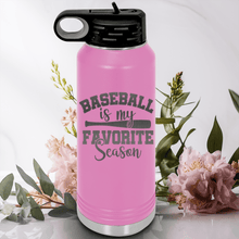Load image into Gallery viewer, Light Purple Baseball Water Bottle With When Bats Swing Hearts Sing Design
