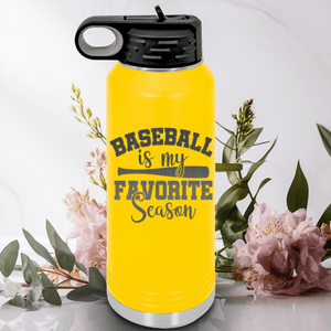 Yellow Baseball Water Bottle With When Bats Swing Hearts Sing Design